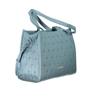 Mario Valentino Blue Polyester Handbag with Adjustable Strap