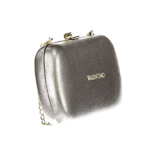 Mario Valentino Gray Polyethylene Snap Closure Handbag with Removable Chain Strap