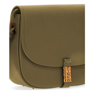 PINKO Green Leather Logo Crossbody Bag