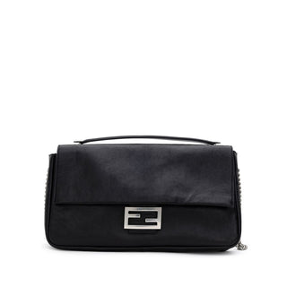 Fendi Black Leather Shoulder Baguette Bag