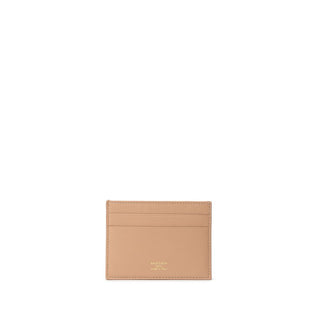 Balenciaga Dark Beige Leather Cardholder with Gold Logo