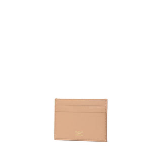 Balenciaga Dark Beige Leather Cardholder with Gold Logo