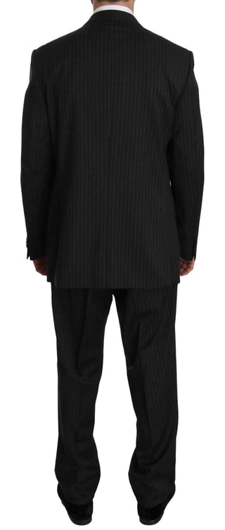 Z ZEGNA Black Striped Two Piece 3 Button 100% Wool Suit