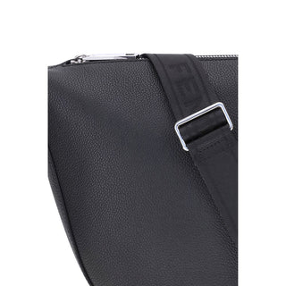 Fendi Melon Medium Shoulder Bag in Black Grained Leather