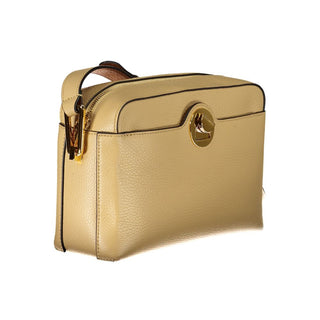 Coccinelle Beige Leather Handbag with Adjustable Strap and Multiple Pockets