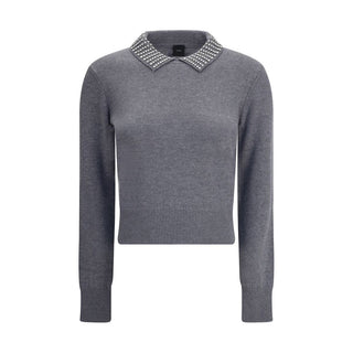 PINKO Rhinestone-decorated collar Sweater