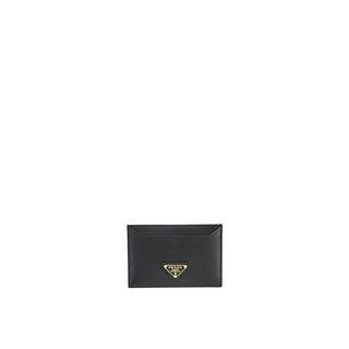 Prada Calf Leather Card Holder with Enamelled Triangle Logo