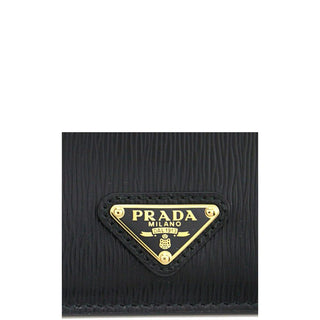 Prada Calf Leather Card Holder with Enamelled Triangle Logo