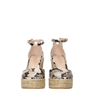 Stuart Weitzman Beige Leather Wedges Sandals