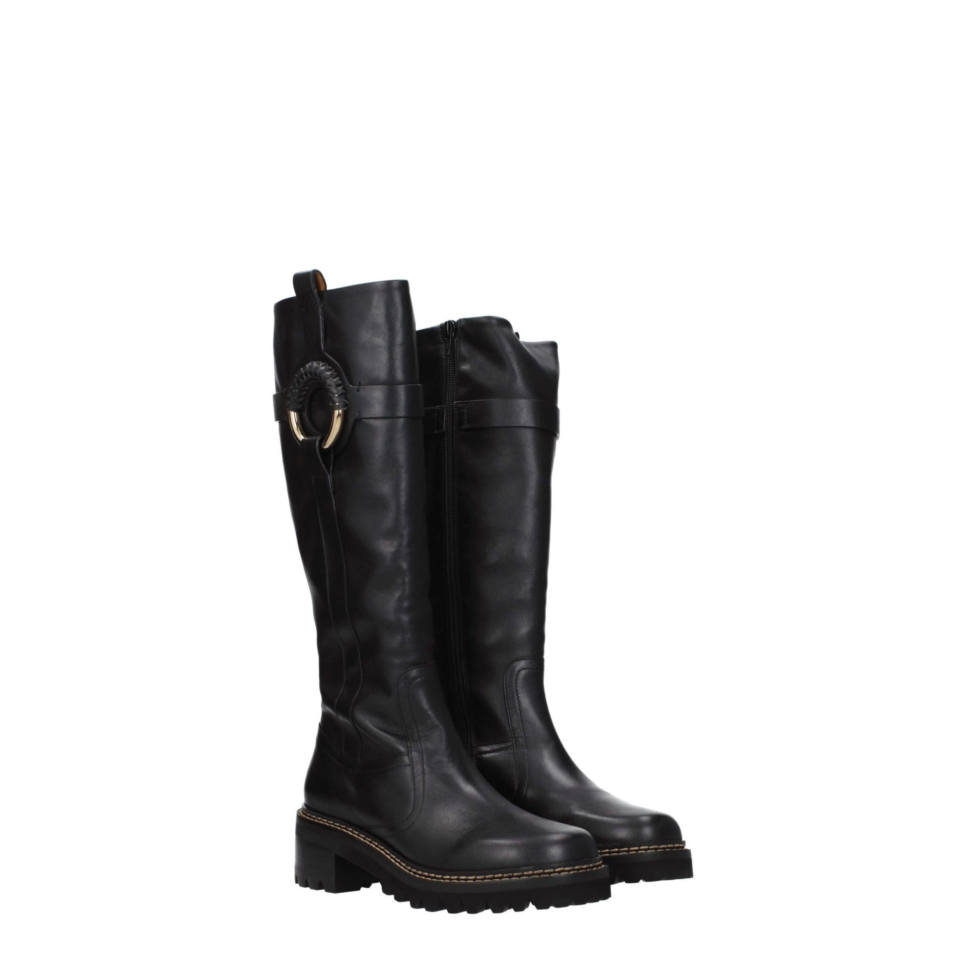 See By Chloé Black Leather Over The Knee