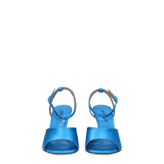 Off-White Blue Satin Stiletto Heels Sandals
