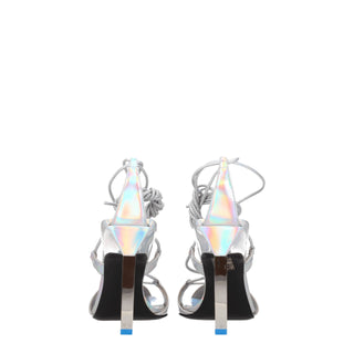 The Attico Gray Leather Stiletto Heels Sandals