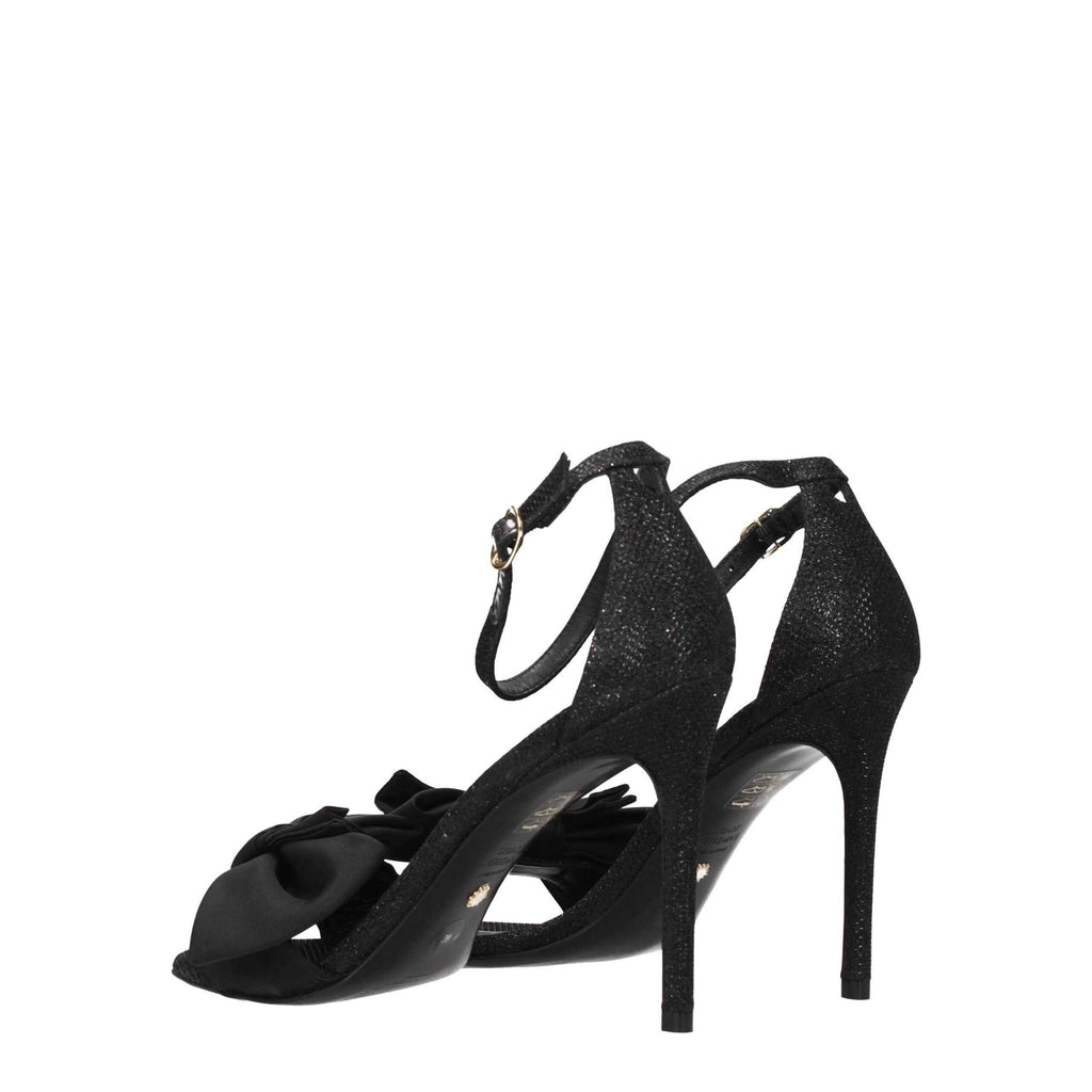 Stuart Weitzman Black Satin Stiletto Heels Sandals