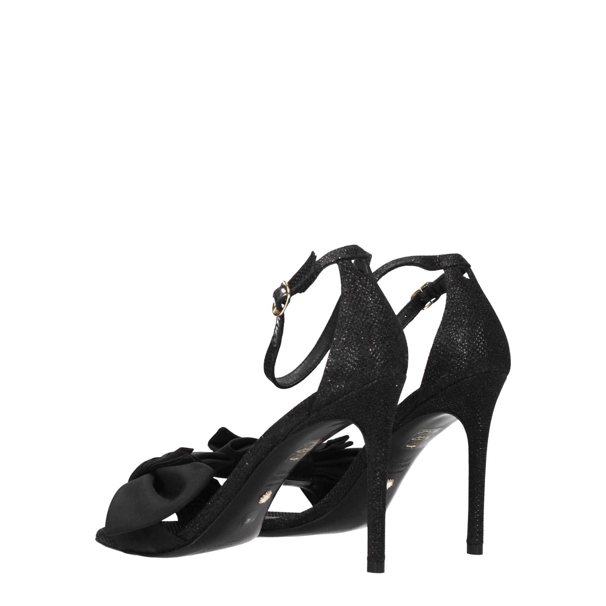 Stuart Weitzman Black Satin Stiletto Heels Sandals