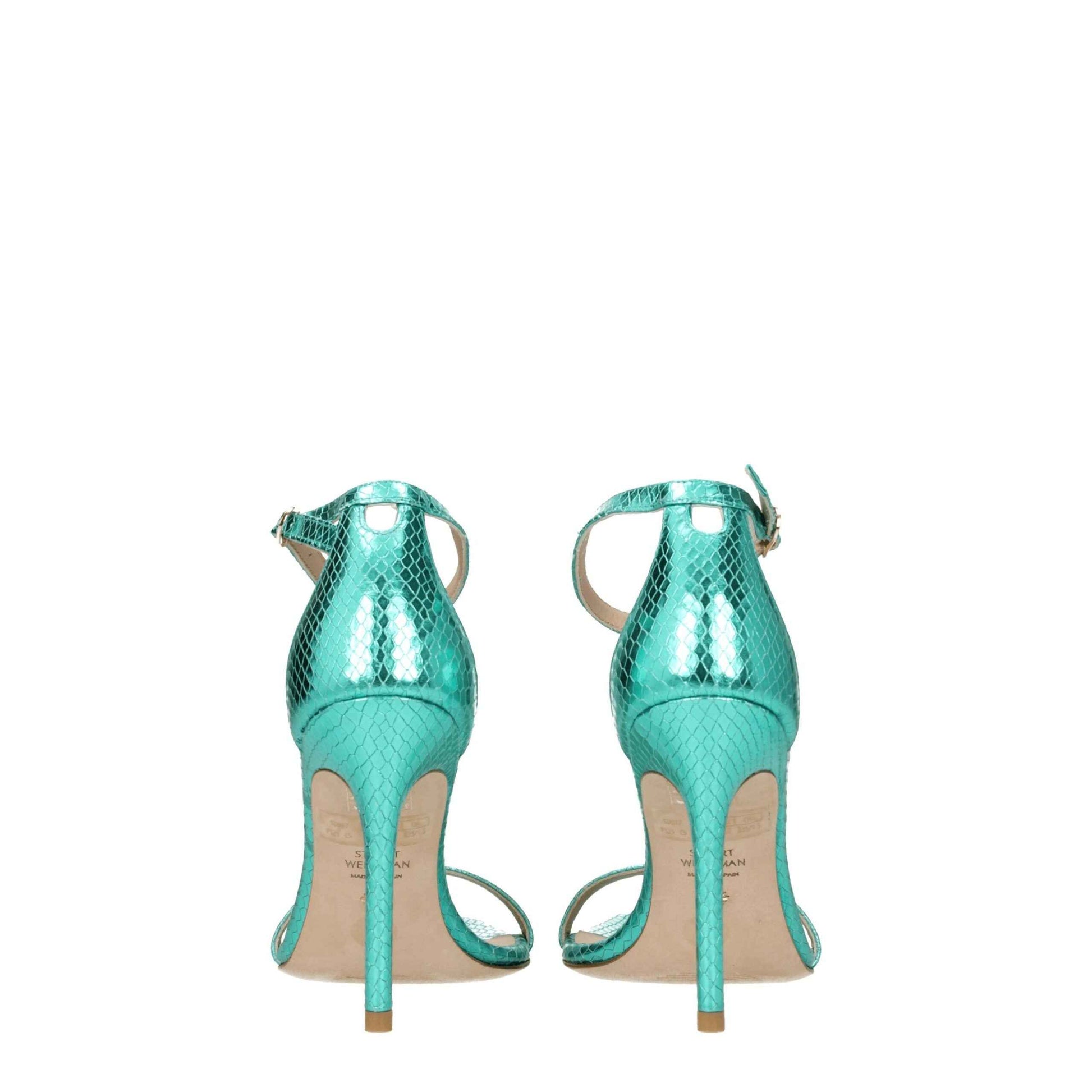 Stuart Weitzman Green Leather Stiletto Heels Sandals