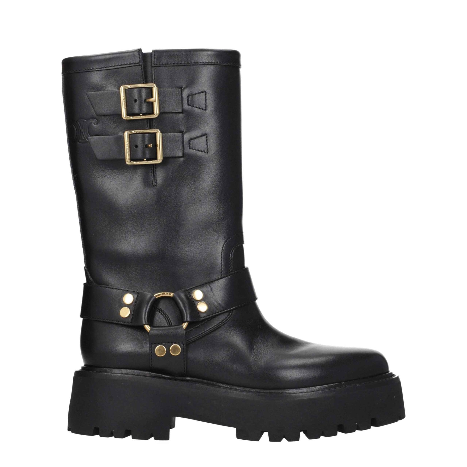 Celine Gold Leather Ankle Boots