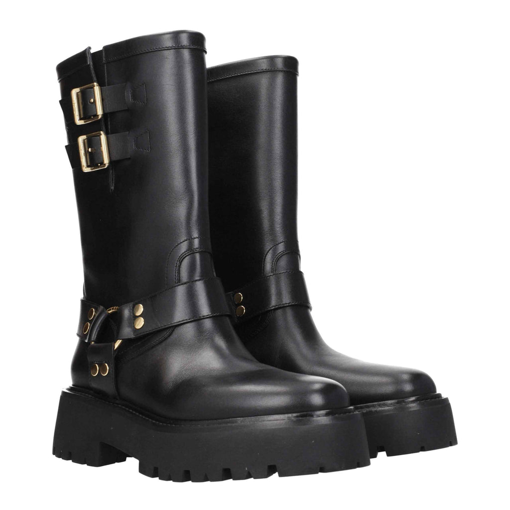 Celine Gold Leather Ankle Boots