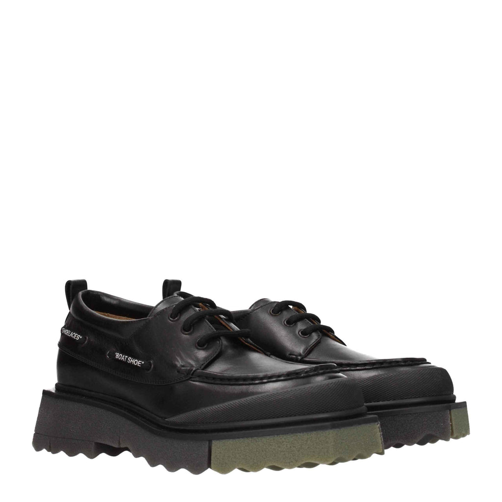 Off-White Black Leather Slip-On Loafers