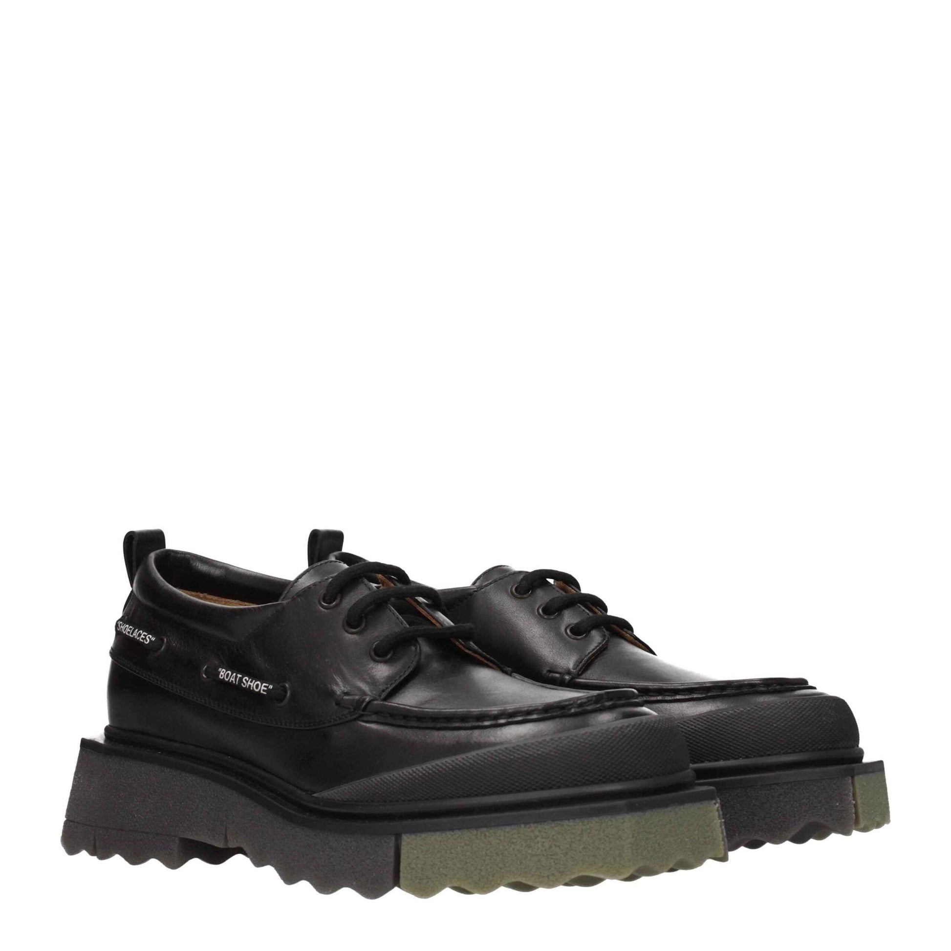 Off-White Black Leather Slip-On Loafers