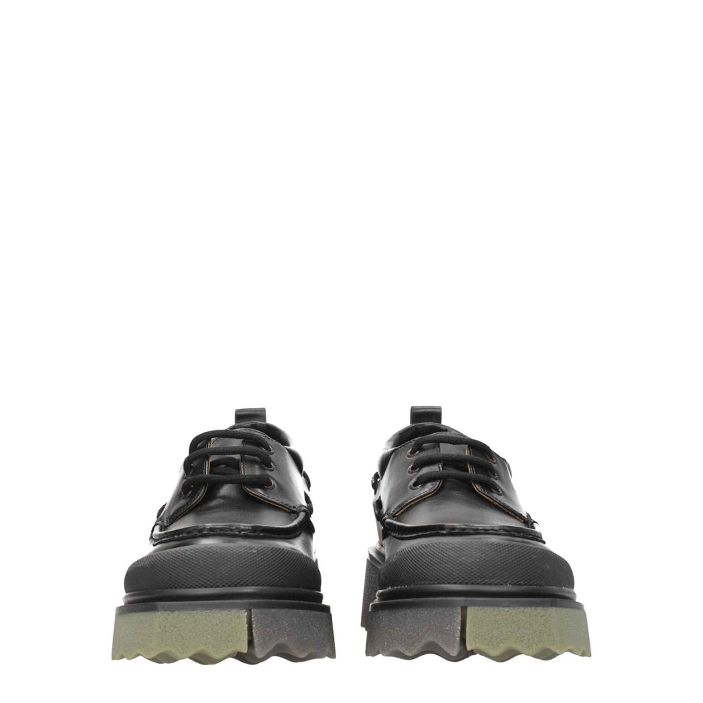Off-White Black Leather Slip-On Loafers