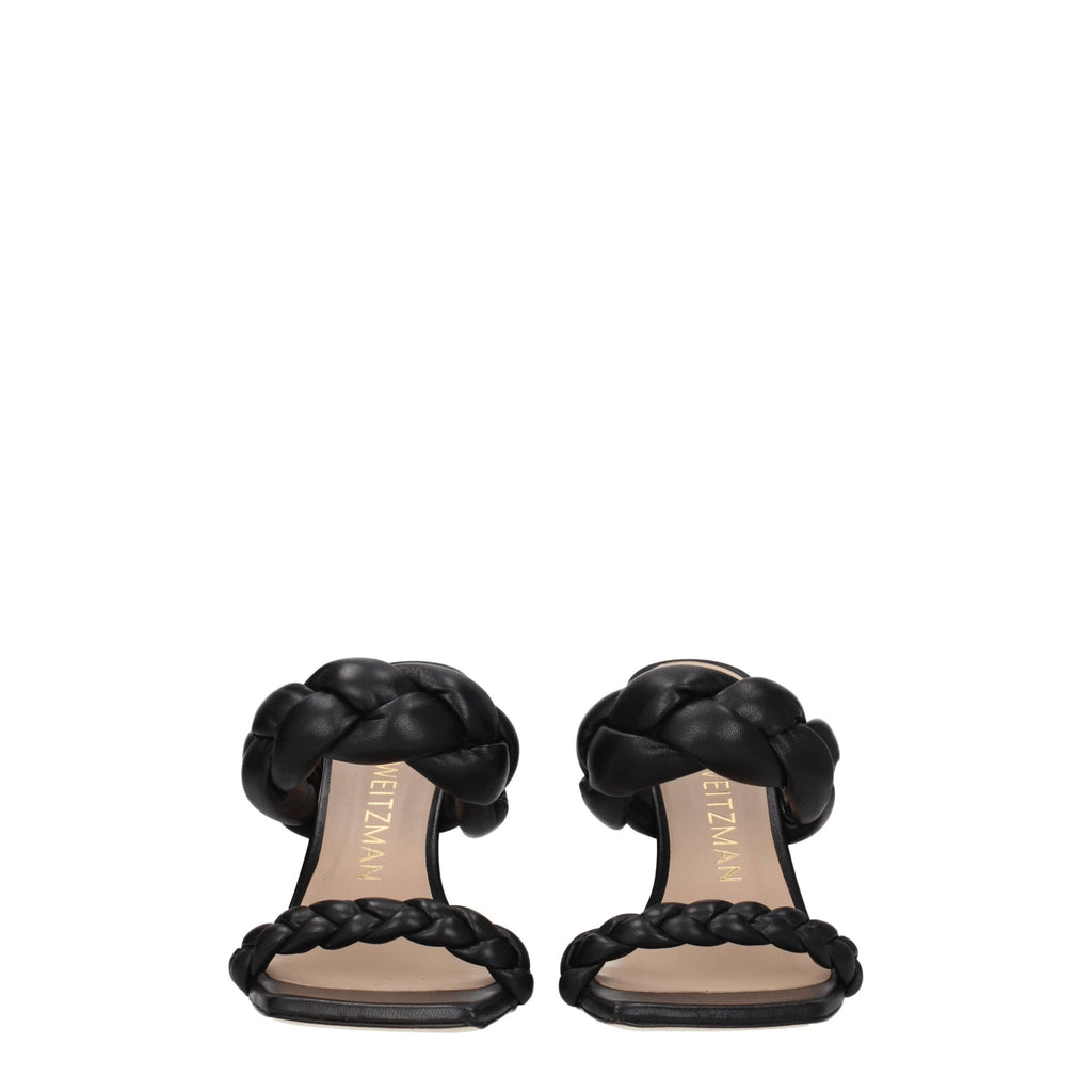 Stuart Weitzman Black Leather Stiletto Heels Sandals