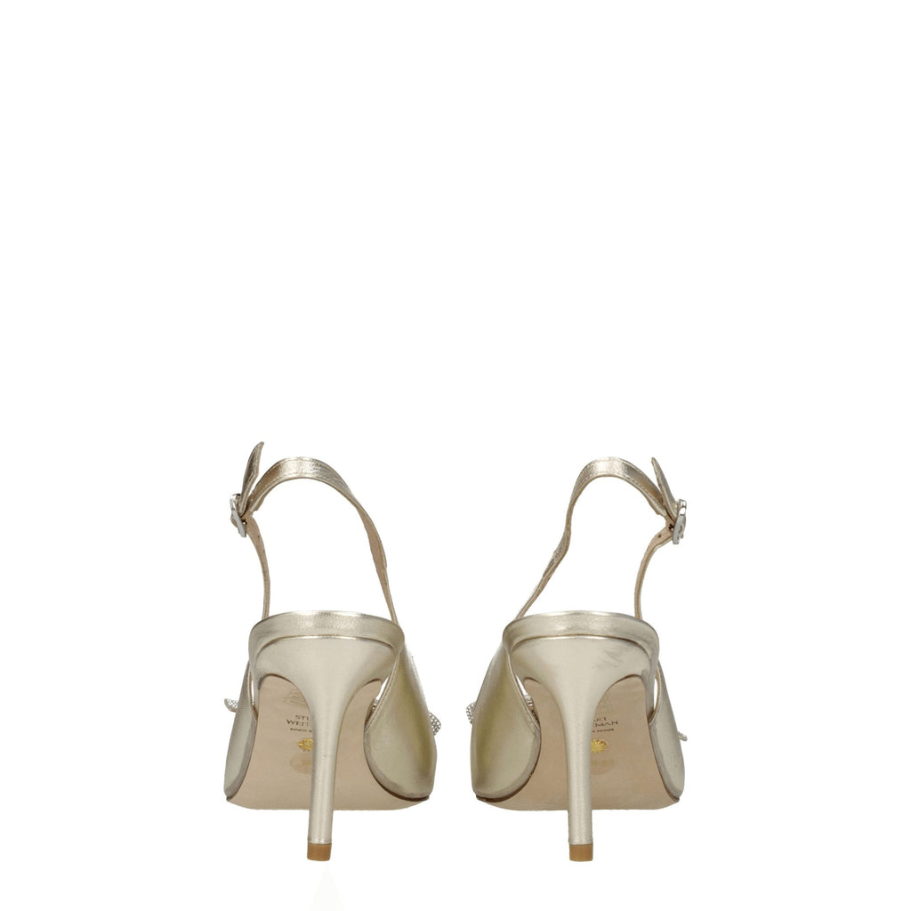 Stuart Weitzman Gold Leather Stiletto Heels Sandals