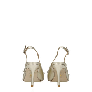 Stuart Weitzman Gold Leather Stiletto Heels Sandals