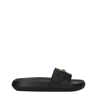 Versace Black Leather Slippers
