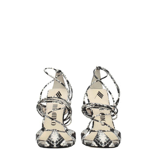 The Attico White Leather Stiletto Heels Sandals