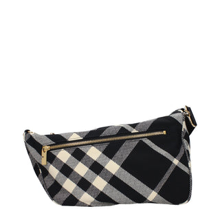 Burberry Black Fabric Crossbody Bag with Check Print