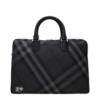 Burberry Gray Fabric Business And Laptop Bag