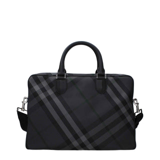 Burberry Gray Fabric Business And Laptop Bag