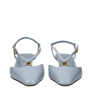 Fendi Light Blue Leather Sandals