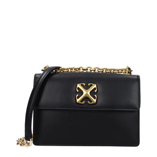 Off-White Black Leather Crossbody Bag with Vintage Effect