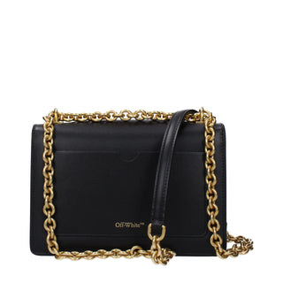Off-White Black Leather Crossbody Bag with Vintage Effect