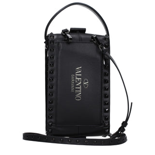 Valentino Garavani Black Leather Studded Clutch Bag