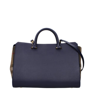Burberry Blue Leather Handbag with Logo and Adjustable Straps