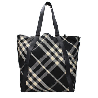 Burberry Black Fabric Maxi Shoulder Bag with Beige Accents