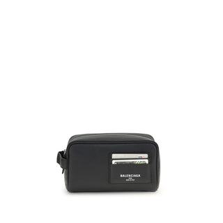 Balenciaga Signature Logo Beauty Case in Calf Leather