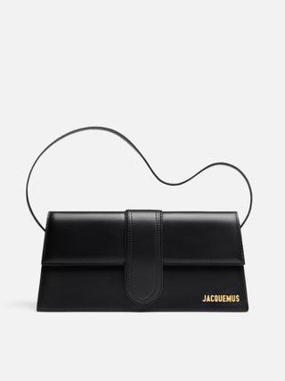 Jacquemus Le Bambino Long Black Leather Bag with Gold Hardware