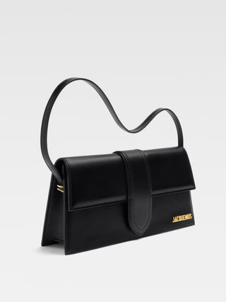 Jacquemus Le Bambino Long Black Leather Bag with Gold Hardware