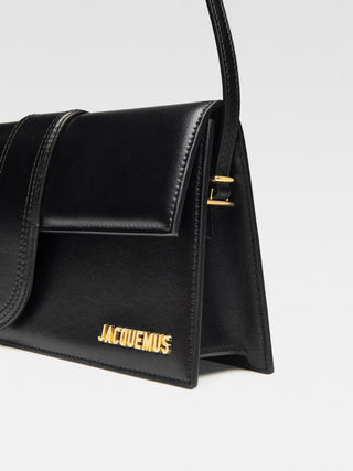 Jacquemus Le Bambino Long Black Leather Bag with Gold Hardware