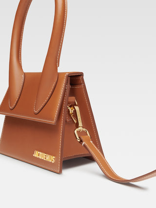 Jacquemus Le Chiquito Moyen Brown Bag with Gold Hardware