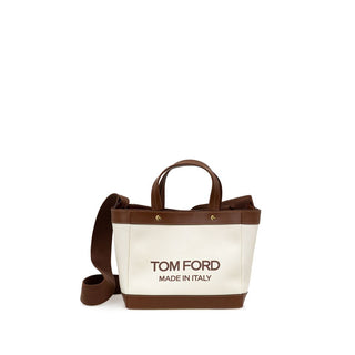 Tom Ford Beige Canvas T-Screw Tote Bag
