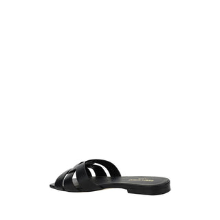 Saint Laurent Black Calf Leather Bos Taurus Sandals