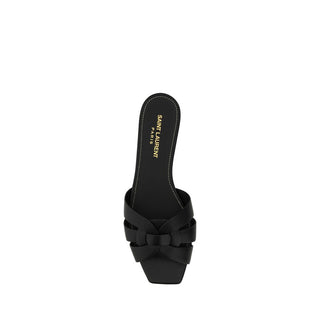 Saint Laurent Black Calf Leather Bos Taurus Sandals