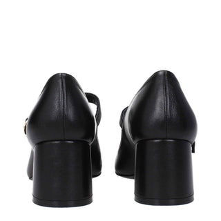 Stuart Weitzman Black Leather Mid Heel Pumps