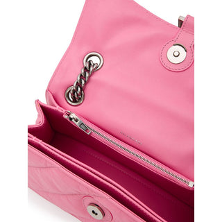 Balenciaga Pink Matelassé Crush Shoulder Bag with Silver Chain