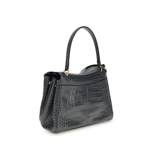 Balenciaga Crocodile-Print Leather Rodeo Shoulder Bag