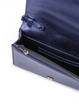Ferrari Metal Blue GT Patent Leather Bag with Chain